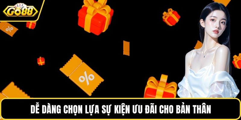 Dễ dàng chọn lựa sự kiện ưu đãi cho bản thân